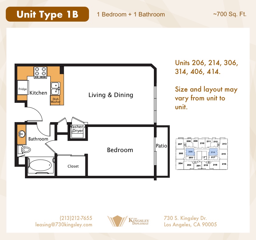 One Bedroom Layout 1B